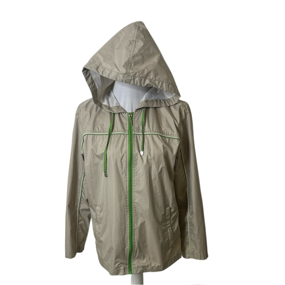 FS Sport by Fleet Street  Beige Windbreaker with Green Accents Size S